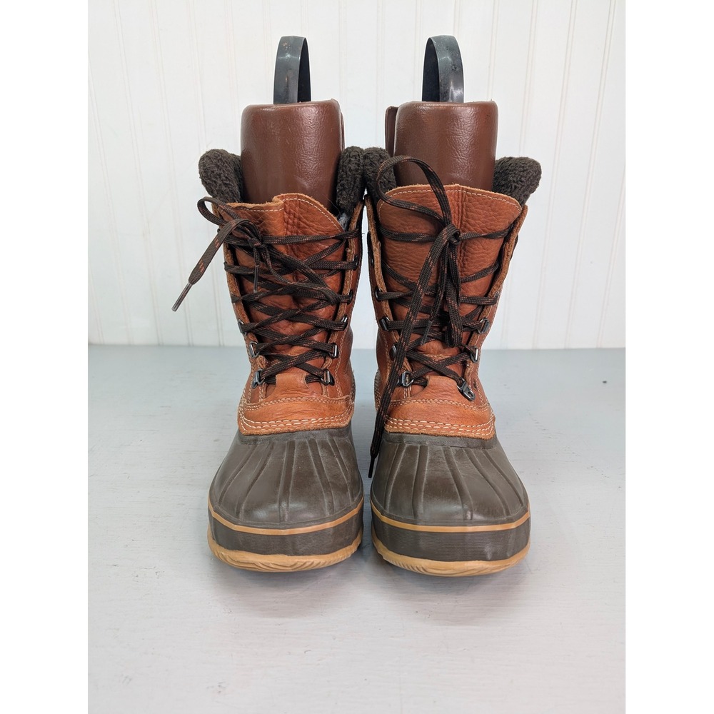 LL Bean Men's Snow Waterproof Leather Duck Boots Winter Brown Size 8 M 299620